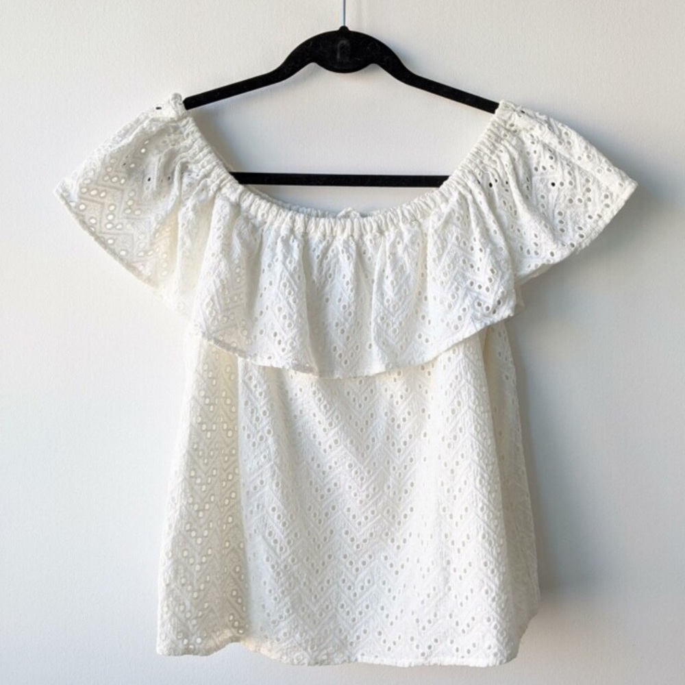 Olive + Oak Off the Shoulder Eyelet Top